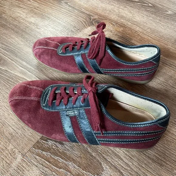 Coach Men's Maroon Suede Frasier Sneakers 7.5 M - Picture 3 of 9